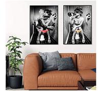 Affiche Vintage fumer femme sur la toilette toile peinture impression femme potable impression rétro Art mural pour la décoration de toilette