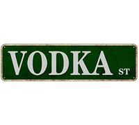 Affiche vintage humoristique Vodka Street Décoration murale Plaque rétro en étain 10,2 x 40,6 cm