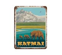 Affiche vintage « Maman Ours et ses petits », plaque en métal, décoration murale rétro pour pub, club, café ou maison, 30 x 40 cm