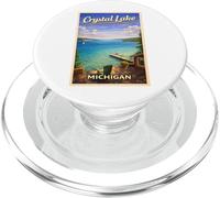 Affiche Vintage Michigan Crystal Lake Up North MI PopSockets PopGrip pour MagSafe