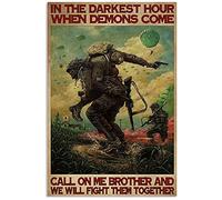 Affiche vintage militaire avec inscription « In The Darkest Hour When Demons Come Call on me » 20,3 x 30,5 cm