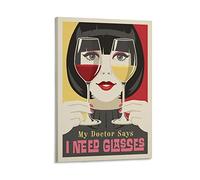 Affiche Vintage Mon Docteur Dit Que J'ai Besoin de Lunettes - Peinture Décorative sur Toile - Affiches Murales et Art Moderne pour Chambre à Coucher - 20 x 30 cm
