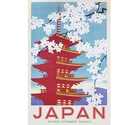 Affiche vintage motifs «Japan Railways» avec accessoires de fixation