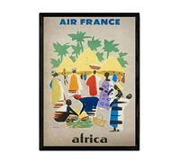 Affiche Vintage Nacrnic d'Air France - Afrique. Lames pour décorer des intérieurs avec des images vintage et une ancienne publicité. Peintures de décoration rétro. Taille A3 avec cadre