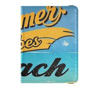 Affiche vintage plage été vibration cuir passeport pour hommes voyage portefeuille combo porte-passeport pour femmes ultra mince, affiche vintage plage été vibrations, 1 taille, Affiche vintage plage