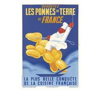 Affiche Vintage Publicités Alimentaires d'Antan - Les Pommes de terre de France - Poster Décoration Murale A3+ (32 x 45 cm) pour embellir et donner une touche Déco à votre Cuisine.