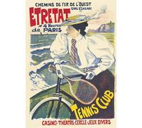 Affiche Vintage Publicités d'Antan Tourisme Villes de France -Etretat Tennis club - Poster Décoration Murale A3+ (32 x 45 cm) pour embellir et donner une touche Déco à votre Intérieur.
