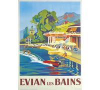Affiche Vintage Publicités d'Antan Tourisme Villes de France -Evian Les Bains - Poster Décoration Murale A3+ (32 x 45 cm) pour embellir et donner une touche Déco à votre Intérieur.