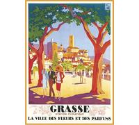 Affiche Vintage Publicités d'Antan Tourisme Villes de France -Grasse - Poster Décoration Murale A3+ (32 x 45 cm) pour embellir et donner une touche Déco à votre Intérieur.