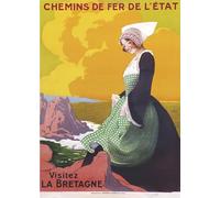 Affiche Vintage Publicités d'Antan Tourisme Villes de France -La Bretagne en Train - Poster Décoration Murale A3+ (32 x 45 cm) pour embellir et donner une touche Déco à votre Intérieur.