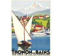 Affiche Vintage Publicités d'Antan Tourisme Villes de France -Thonon les Bains - Poster Décoration Murale A3+ (32 x 45 cm) pour embellir et donner une touche Déco à votre Intérieur.