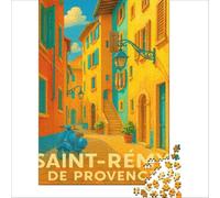 Affiche Vintage Saint-Rémy Puzzle 1000 pièces | puzzle avec un design de ville pour les fans d'architecture une image à compléter pendant votre temps libre à la maison