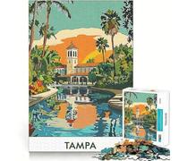 Affiche Vintage Tampa Puzzle de 1000 pièces pour Adolescents Jeu de réflexion et d'entraînement cérébral Atelier d'écriture et de Construction Cadeau attentionné 38x26cm