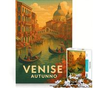 Affiche Vintage Venise Puzzle 1000 pièces | 50x75cm Pour s'amuser en famille activités ludiques à la maison cadeau d'anniversaire présents.