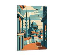 Affiche vintage Ville Turquie Istanbul Peinture décorative sur toile pour chambre à coucher 40 x 60 cm