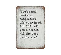 Affiche vintage « You are Mad Bonkers Summer Nursery Cafe Garden Presents On Halloween Thanksgiving » en métal et aluminium, 30,5 x 40,6 cm, décoration murale