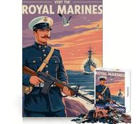Affiche Visitez Les Royal Marines Puzzle de 1000 pièces pour Adultes Exercice de raisonnement Plaisir Facile Bords de qualité supérieure Joli Cadeau (38x52cm)