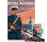 Affiche Visitez Les Royal Marines Puzzle de 1000 pièces pour Adultes Jeu de réflexion et d'adresse Découpe Laser pour Un Assemblage Parfait Activité enrichissante pour Les Jours de Pluie (50x75cm)