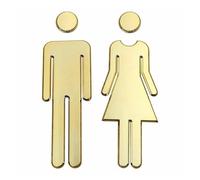 Affiche Wc Autocollants muraux for WC, panneaux de toilettes, signalisation de salle de bain, plaque miroir, surface homme et femme, panneaux de porte, affiche, bronze(GOLD)