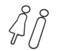 Affiche Wc Ensemble de panneaux de salle de bain ajourés, décor suspendu élégant for les bureaux, symboles de genre en 2 pièces(Black)