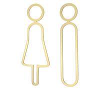 Affiche Wc Ensemble de panneaux de salle de bain ajourés, décor suspendu élégant for les bureaux, symboles de genre en 2 pièces(Gold)