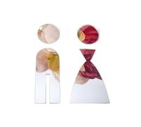 Affiche Wc Miroir acrylique 3D en bois, décoration de fête de mariage, signe de porte de toilette, salle de bains, autocollant mural, décoration de maison(Color-3,25cm Height)