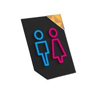 Affiche Wc Panneau de salle de bain, signalisation des toilettes for hommes et femmes, autocollant mural for toilettes, hôtel, restaurant(Type 3)