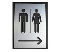 Affiche Wc Plaque De Signalisation De Toilette, Autocollant Mural 3D For Porte De Salle De Lavage, Wc Publics(Silver,30X20CM)