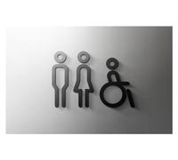 Affiche Wc Plaque de signalisation de toilette en or noir 3D, étiquette murale de porte de salle de bain, support de WC, panneau de signalisation, décoration de salle de bain d'hôtel(26,Grey 25x16cm)