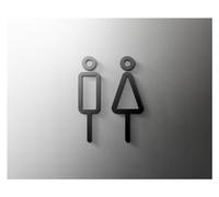 Affiche Wc Plaque de signalisation de toilette en or noir 3D, étiquette murale de porte de salle de bain, support de WC, panneau de signalisation, décoration de salle de bain d'hôtel(4,Gold 18x11cm)