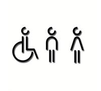 Affiche Wc Sculpture murale de salle de bain, haute clarté, sans effort, signalisation propre, logo de porte, plaque décorative(Black)