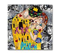 Affiches abstraites classiques Personnage Love Kiss Peintures sur toile Graffiti Wall Art imprime des photos pour la décoration de la maison 70x70cm (28x28in) sans cadre