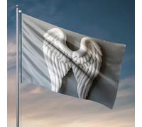 Affiches amusantes pour dortoir universitaire - Ailes d'ange blanches - Décoration sur drapeau mural gris - Drapeaux de dortoir pour gars - Panneau de porche (30 x 45 cm)