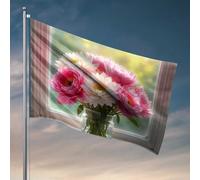 Affiches amusantes pour dortoir universitaire, bouquet de fleurs roses et blanches, drapeau, décoration de chambre, trucs cool pour votre chambre (120 x 180 cm)