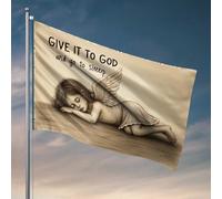 Affiches amusantes pour dortoir universitaire Give It To God And Go To Sleep : A Serene Angel's Berceuse Drapeaux de dortoir pour porche (60 x 90 cm)