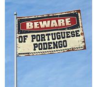 Affiches amusantes pour dortoir universitaire Méfiez-vous du drapeau portugais Podengo pour salle de bain, voiture, drapeaux pour chambre (152 x 244 cm)