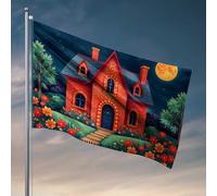 Affiches amusantes pour dortoir universitaire Nuit magique à la maison en brique rouge drapeau chambre décorer des choses cool pour votre chambre (120 x 180 cm)