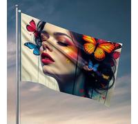 Affiches amusantes pour dortoir universitaire - Papillons colorés dans un portrait artistique - Drapeau de chambre - Décoration cool pour votre chambre (60 x 90 cm)