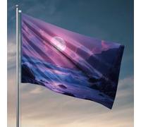 Affiches amusantes pour dortoir universitaire pleine lune sur l'océan Vagues Drapeau Hiver Maison Drapeau Décoration de porte (152 x 244 cm)