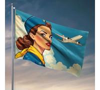 Affiches amusantes pour dortoir universitaire regardant l'hôtesse de l'air à voler dans le ciel. Drapeau de jardin drôle drapeaux de jardin drapeaux de campagne garçon (30 x 45 cm)