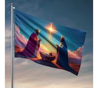 Affiches amusantes pour dortoir universitaire Trois mages adorant l'étoile de Bethléem Drapeaux de dortoir pour gars Panneau de porche (60 x 90 cm)