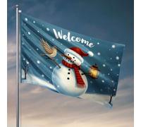 Affiches amusantes pour dortoir universitaire Un bonhomme de neige tenant une lanterne avec un oiseau sur son nez. Drapeau de jardin amusant Drapeaux de jardin Country Boy drapeaux (152 x 244 cm)