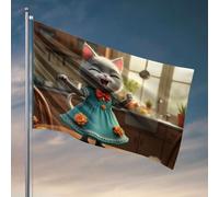 Affiches amusantes pour dortoir universitaire Un chat joyeux dans une robe florale danse joyeusement. Drapeaux pour chambre gars Décorations d'automne amusantes (152 x 244 cm)