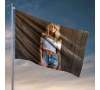 Affiches amusantes pour dortoir universitaire Une femme dans un haut court blanc et un short en denim. Drapeaux pour chambre gars Décorations d'automne amusantes en plein air (152 x 244 cm)