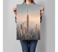 Affiches Architecture Moderne De New York, Impressions Art Mural Sur Toile Paysage Urbain, Tableau Poster Vintage Beige Gris Décoratif Murale Pour Salon Chambre À Coucher, 60X80Cm, Sans Cadre