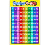 Affiches d'apprentissage préscolaire pour enseigner aux tout-petits les chiffres de 1 à 100 - Tableau mural en tissu pour la maternelle, la maison, la salle de classe, les tables de multiplication