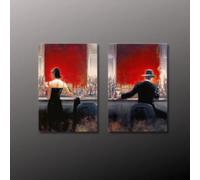 Affiches de bar, salon de soirée, impressions sur toile, hommes et femmes, peinture murale, café, salon, cuisine, décoration de la maison, murale 50x70cmx2 sans cadre