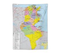 Affiches de carte du monde de la Tunisie - Impressions d'art cool - Peinture murale - Décoration d'intérieur - 76,2 x 101,6 cm