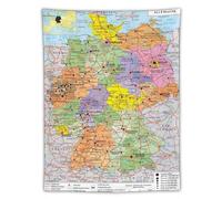 Affiches de carte du monde de l'Allemagne - Décoration murale - Impression photo à suspendre - Idée cadeau - Décoration d'intérieur - Œuvres d'art - 152,4 x 203,2 cm
