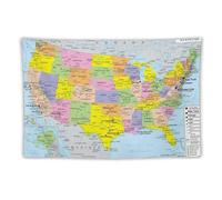 Affiches de carte du monde des États-Unis - Tapisserie murale - Peinture esthétique - Pour chambre à coucher - Pour salon - 152,4 x 228,6 cm